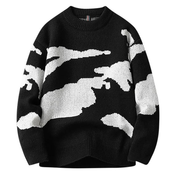 Leesechin Man Clothing Warm Autumn Winter Sweaters Men Casual Patchwork Color Knitted Pullovers Male Plaid Round Neck Sweater