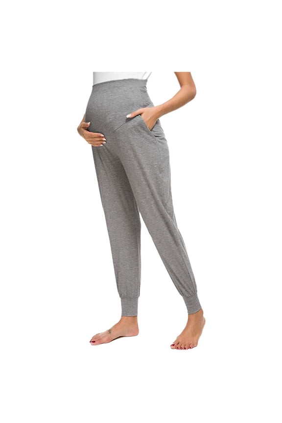 Leesechin Maternity Leggings Mom Ladies Solid Color Casual Pants Stretchy Comfortable Lounge Pants