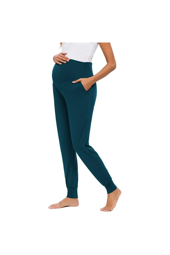 Maternity Leggings Mom Ladies Solid Color Casual Pants Stretchy Comfortable Lounge Pants