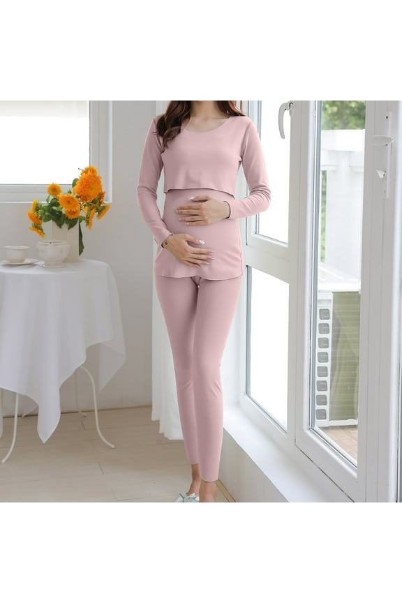 Maternity Nursing Robe Set 3 Piece Breastfeeding Pajamas 3 in 1 Labor Delivery Sleevless Tops&Long Pants Pregnancy Pjs
