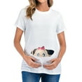 thumbnail image 1 of Leesechin Maternity Shirts Fashion Mom Solid Color Print Short Sleeve Pregnant Shirts Casual Clothe Top, 1 of 8