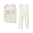 thumbnail image 1 of Leesechin Maternity Shirts Pregnant Womens Nursing Color Round Neck Long Sleeve Round Neck Breastfeeding Blouse Pants Two Piece Set, 1 of 1