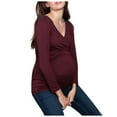 thumbnail image 1 of Leesechin Maternity Shirts Women Pregnant Nusring V-Neck Long Sleeve Tops Solid Ruffle Blouse Top, 1 of 9