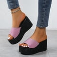 thumbnail image 1 of Leesechin Matsu Heel Thick Sole Slope Heel Women's Shoes Breathable Slip-on Beach Sandals Pink, 1 of 5
