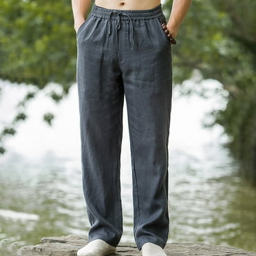 Leesechin Men Big and Tall Fall Twill Joggers Elastic Waist With Pocket Pants