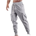 thumbnail image 1 of Leesechin Men Big and Tall Twill Joggers Elastic Waist With Pocket Trousers Sport Pants, 1 of 4