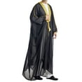 thumbnail image 1 of Leesechin Men Long Sleeve Muslim Thobe Islamic Ramadan Jubbah Middle East Saudi Arab Long Kaftan Robe, 1 of 9