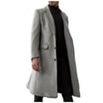 thumbnail image 1 of Leesechin Men Long Trench Coats Men Casual Button Solid Long Sleeve Pockets Turn Down Collar Outwear Coat, 1 of 5