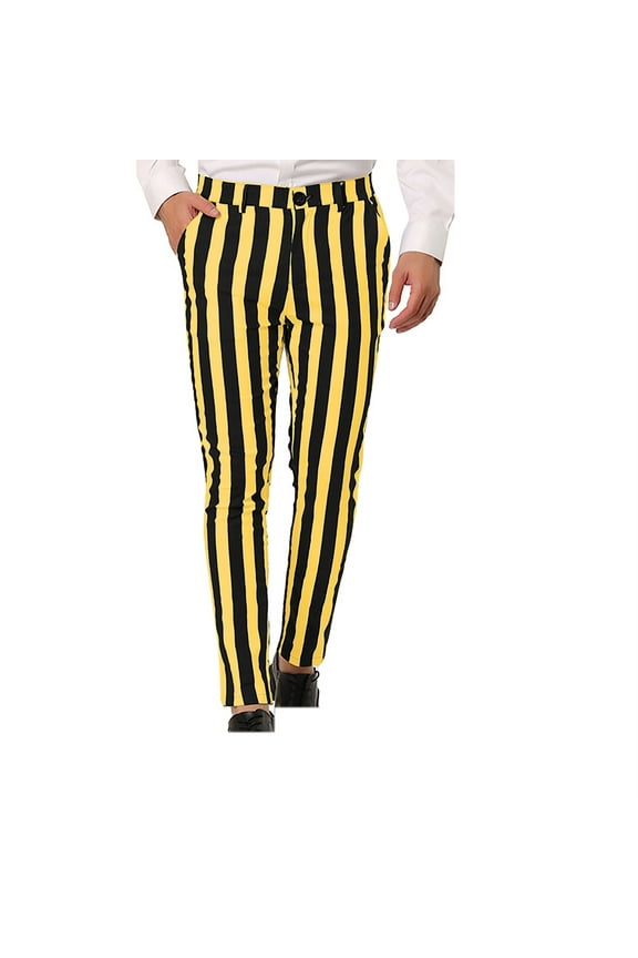 Men Pants ,Stripe Personalized Pants Pocket Button Suit Pants Leggings Casual Pants