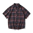 thumbnail image 1 of Leesechin Men Summer Plaid Button Shirt: Short Sleeve Casual Collar Clothing with Pocket, 1 of 4