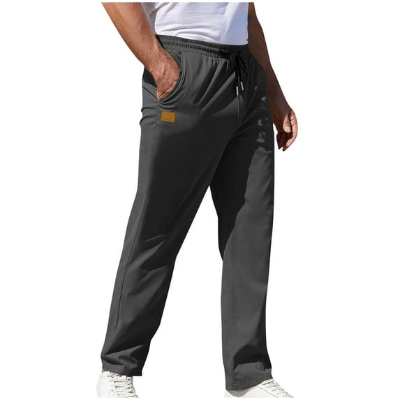 Leesechin Men Twill Joggers Pockets Elastic Waist Outdoor Straight Type Fitness Pants Cargo Pants Trousers