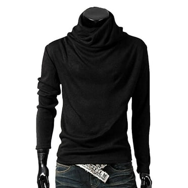 Leesechin Men's 100% Cotton Rib Knit Turtleneck Sweater