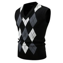 Leesechin Men's Argyle Sweater Vest Button Down V Neck Sleeveless Fall Cardigan Casual Knitted Slim Fit Jumper Tops