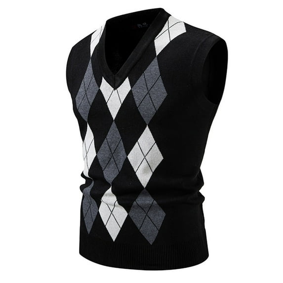 Leesechin Men's Argyle Sweater Vest Button Down V Neck Sleeveless Fall Cardigan Casual Knitted Slim Fit Jumper Tops