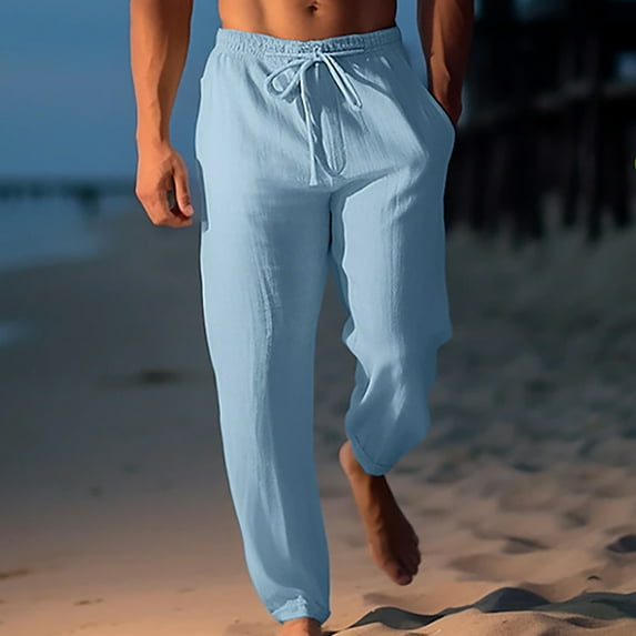 Leesechin Men's Big and Tall Drawstring Elastic Waist Loose Fit Joggers Length Pants