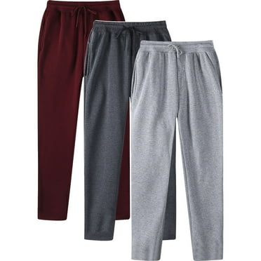 Leesechin Men's Big and Tall Drawstring Elastic Waist Loose Fit Joggers Sweat Length Pants 3 PC