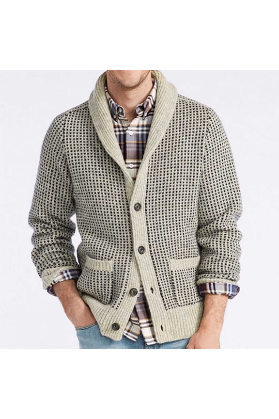 Leesechin Men's Big and Tall Lapel Cardigan Sweater Autumn And Winter Button Knit Sweater