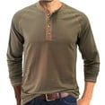 thumbnail image 1 of Leesechin Men's Big and Tall Pullover Button Long Sleeve Bottoming Shirt Round Neck T-Shirt Top, 1 of 7