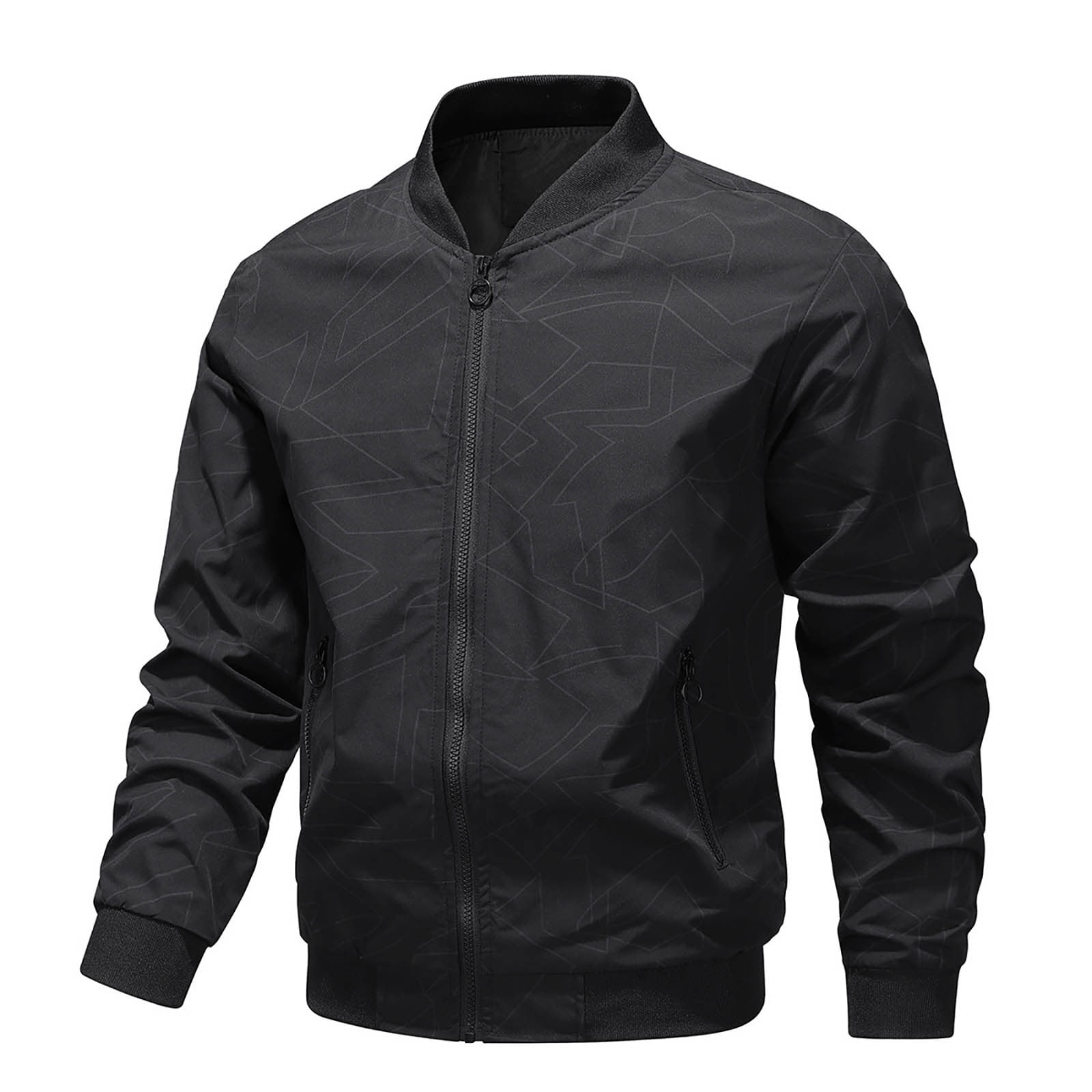 Men's Lightweight Bomber Jacket - Casual Windbreaker With 3 Pockets, Zip Up For Spring & Fall Outdoor Wear