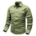 thumbnail image 1 of Leesechin Men's Cargo Button Down Shirts Casual Long Sleeve Shacket Jacket with Flap Pockets, 1 of 6