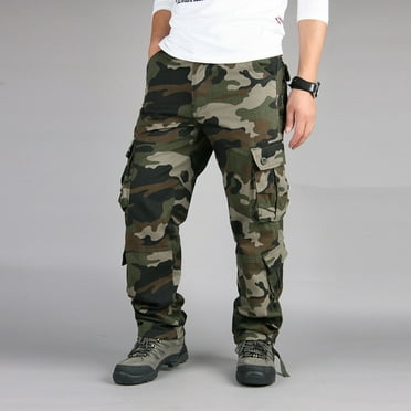 Leesechin Men's Casual Cargo Pants Military Army Camo Pants Combat Work Pants with 8 Pockets
