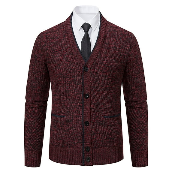 Leesechin Men's Casual Long Sleeve Shawl Collar Buttons Down Cable Knit Cardigan Sweater with Pockets