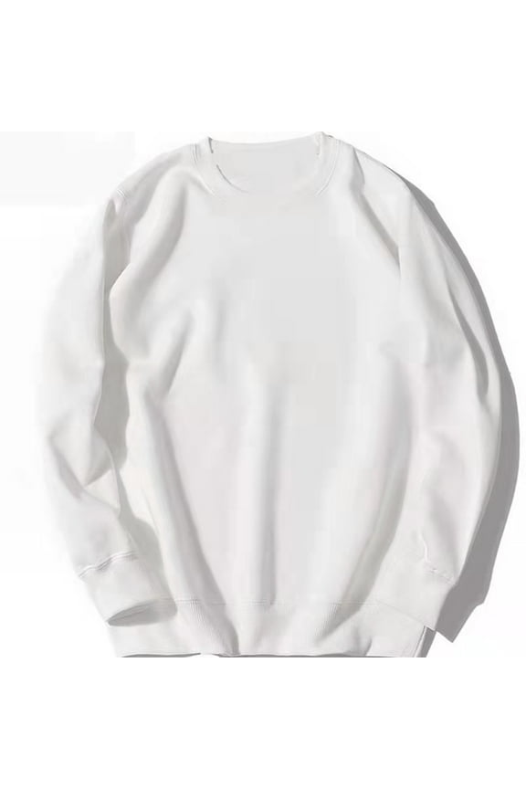 Leesechin Men's Crewneck Sports Sweatshirts Solid Color Long Sleeve Casual Basics Pullover Shirt