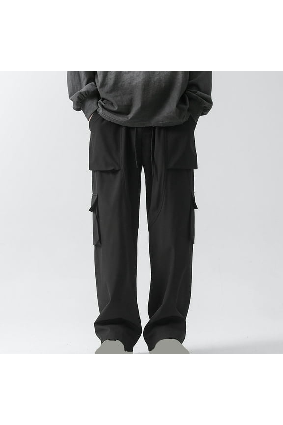Men's Elastic Waist Cargo Pants,Casual Loose Fit Lightweight Workwear Pull On Pants
