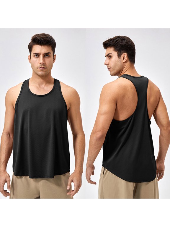 Men's Fitness Sports Loose Tank Top Sleeveless Tee Round-Neck Summer Tshirt