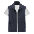 thumbnail image 1 of Leesechin Men's Full-Zip Cargo Vest Causal Sleeveless Jacket Spring Summer Denim Coat Outerwear Vests for Hiking Golf, 1 of 6