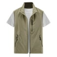 thumbnail image 1 of Leesechin Men's Full-Zip Cargo Vest Causal Sleeveless Jacket Spring Summer Denim Coat Outerwear Vests for Hiking Golf, 1 of 6