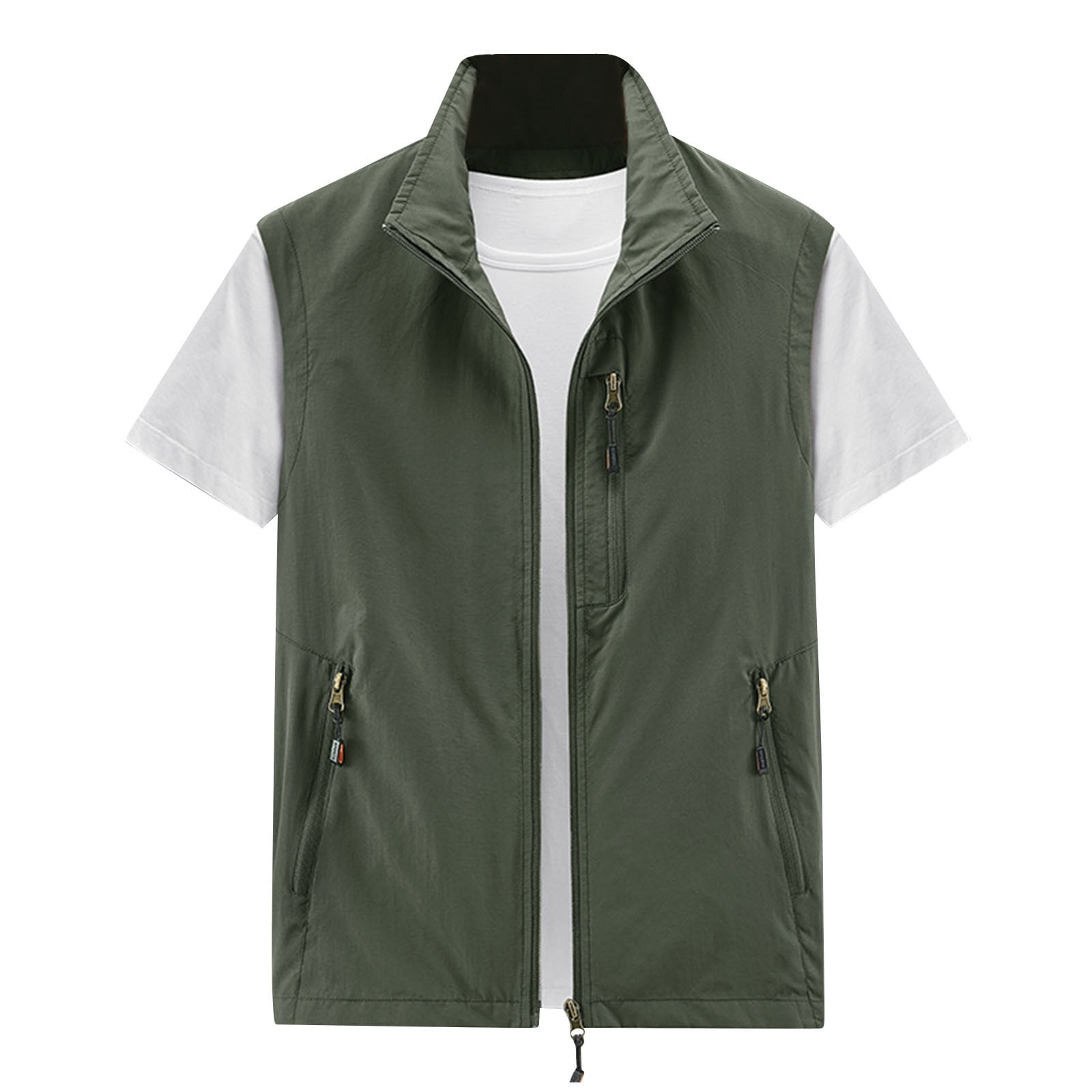 Aueoeo Men's Work Clothes Jacket Solid Color Stand Collar