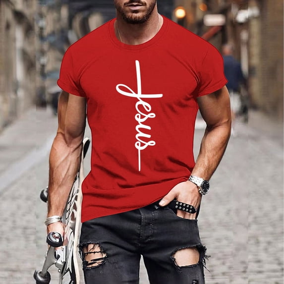Leesechin Men's Graphic Tees Vintage T-Shirts Letter Print Crewneck Short Sleeve T Shirts Casual Summer Streetwear