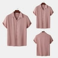 thumbnail image 1 of Leesechin Men's Hawaiian Solid Color Shirts Short Sleeve Button Down Tropical Summer Beach Shirts Pink 2XL, 1 of 9