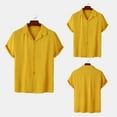 thumbnail image 1 of Leesechin Men's Hawaiian Solid Color Shirts Short Sleeve Button Down Tropical Summer Beach Shirts Yellow M, 1 of 9