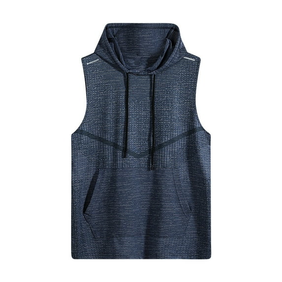 Leesechin Men's Hoodie Tank Top Sleeveless Tee Basketball Running Training Loose Round-Neck Summer Tshirt