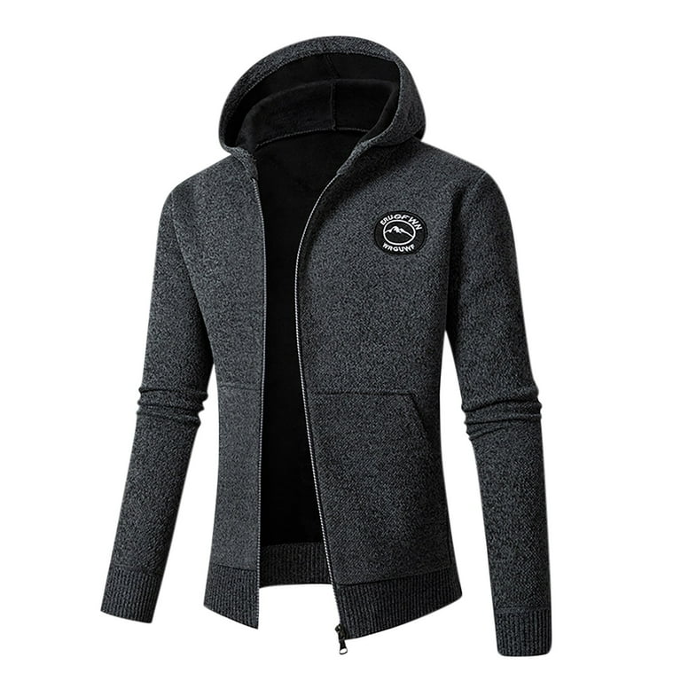 Men's Hooded Solid Color Cardigan Long Sleeve Jacket Men's Hooded Solid Color Cardigan Long Sleeve Jacket