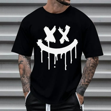 Leesechin Men's Letter Print Short Sleeve T Shirt Round Neck Summer Casual Tee Tops