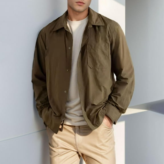 Leesechin Men's Lightweight Jackets Casual Windbreaker Stylish Light Golf Full Zip Up Work Dress Business with Zip Pockets