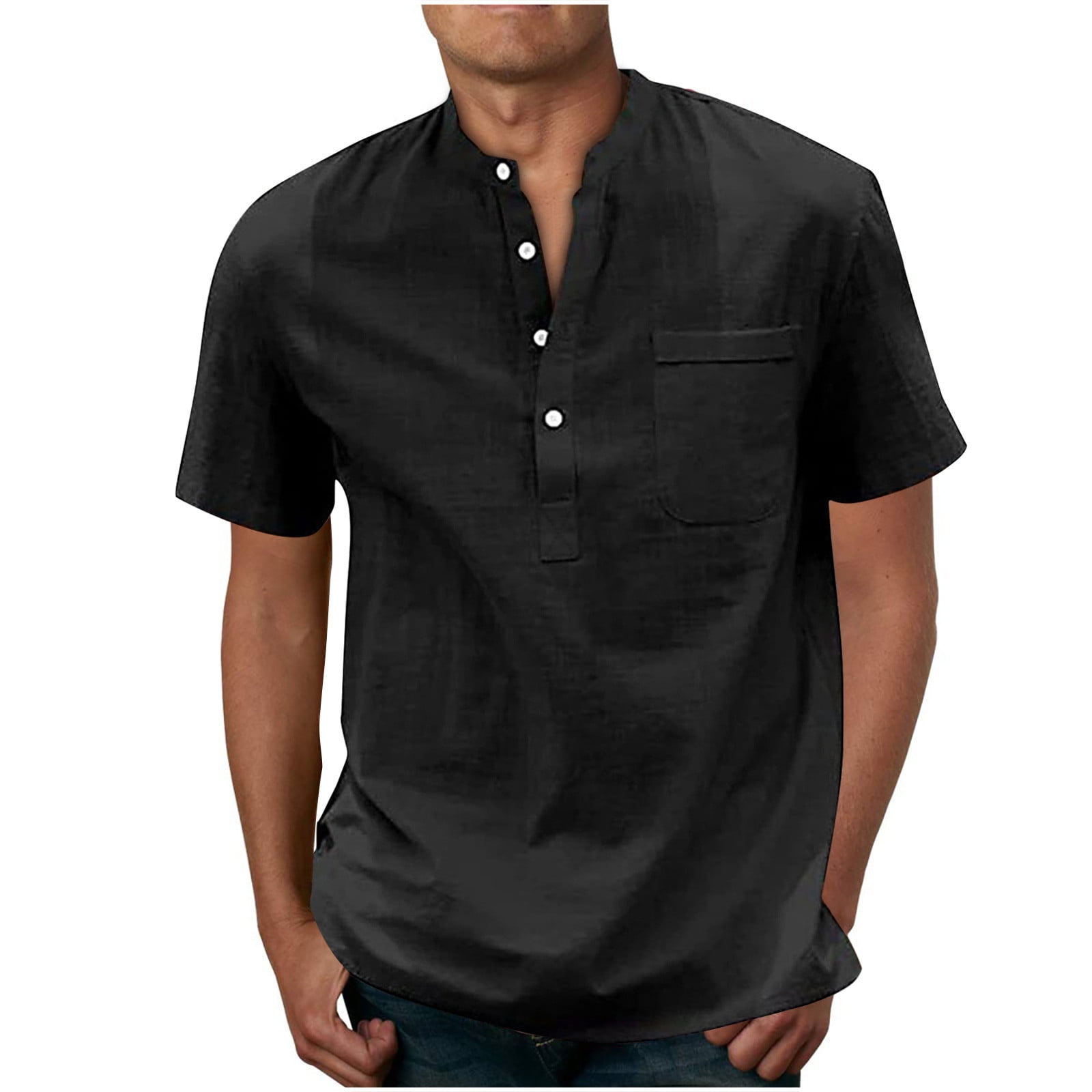 Mens Dress Shirt COOFANDY Men's Cotton Linen Henley Shirt Long