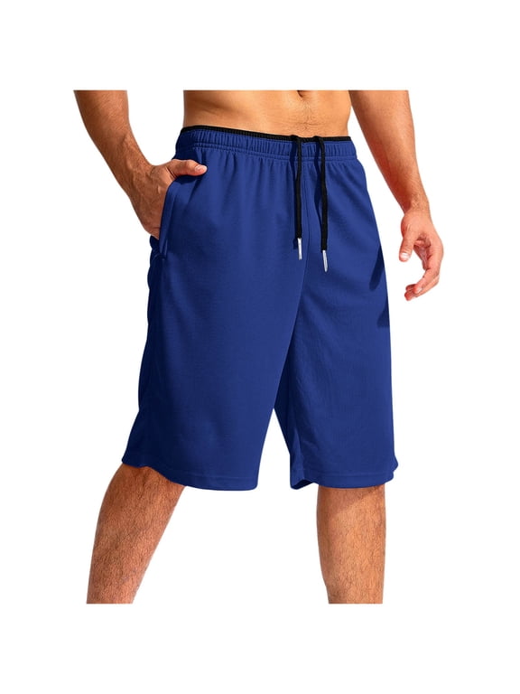 Men's Long Basketball Shorts with Pocket 11'' Quick Dry Gym Short Lightweight Below Knee Mesh Athletic Shorts