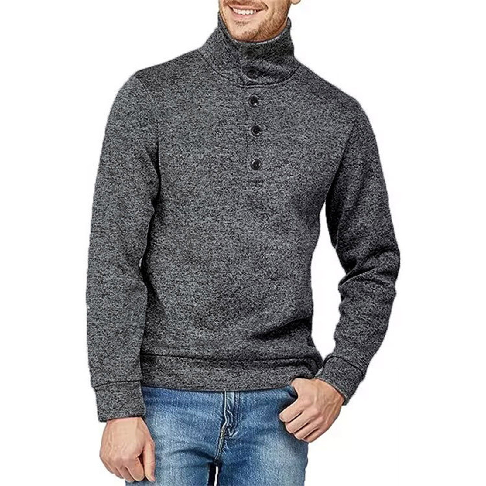 Men's Casual Jacquard Cardigan Coat Long Sleeve Lapel Loose Sweater