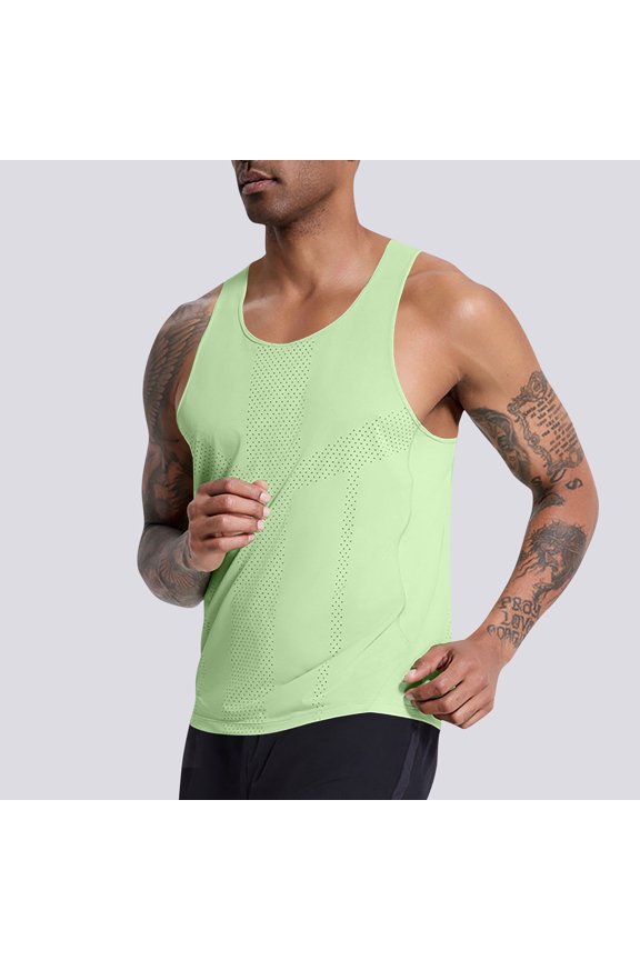 Men's Mesh Tank Top Sleeveless Tee Round-Neck Summer Tshirt
