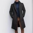 thumbnail image 1 of Leesechin Men's Notch Lapel Double Breasted Long Trench Coat Casual Cotton Blend Peacoat, 1 of 6
