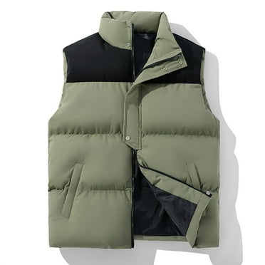 Leesechin Men's Outdoor Stand Collar Fleece Jacket Vest Casual Padded Vest Coats
