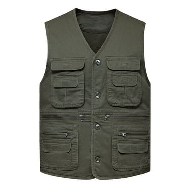 Leesechin Men's Outdoor Vest Leisure Jacket Lightweight Vest With Zip Many Pockets
