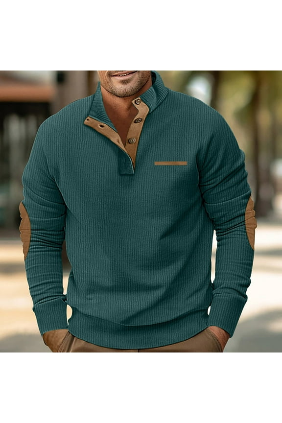 Men's Quarter-Zip Sweater Pure Cotton Mock Neck Knit Long Sleeve Pullover Sweater