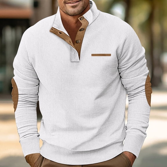 Leesechin Men's Quarter-Zip Sweater Pure Cotton Mock Neck Knit Long Sleeve Pullover Sweater