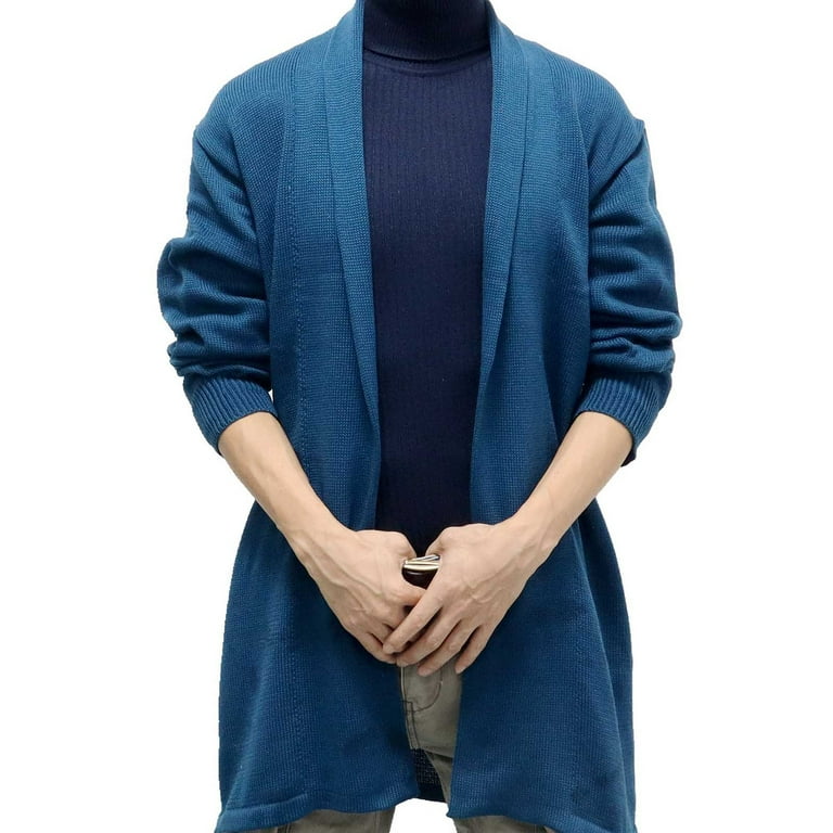 Leesechin Men s Shawl Casual Cardigan Long Sleeve Drape Cape Lightweight Open Front Long Length Cardigan Size Large White