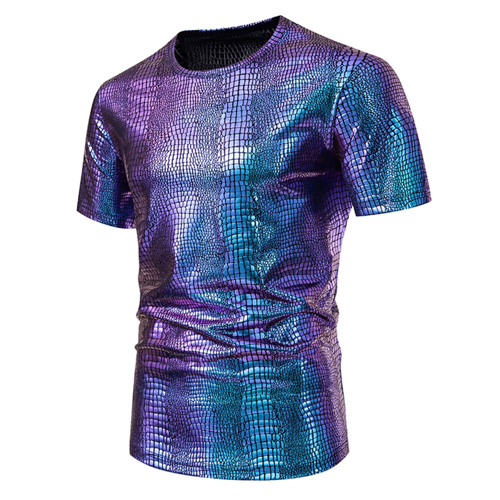 Mens Sequin Shirt Lars Amadeus Men's See-through Short Sleeves